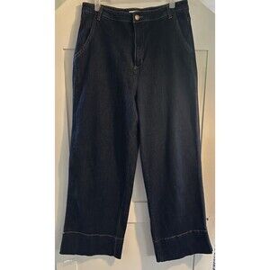 OAT New York Jeans Women Sz 8 Blue Dark Wash Wide Leg Super High Rise Pants